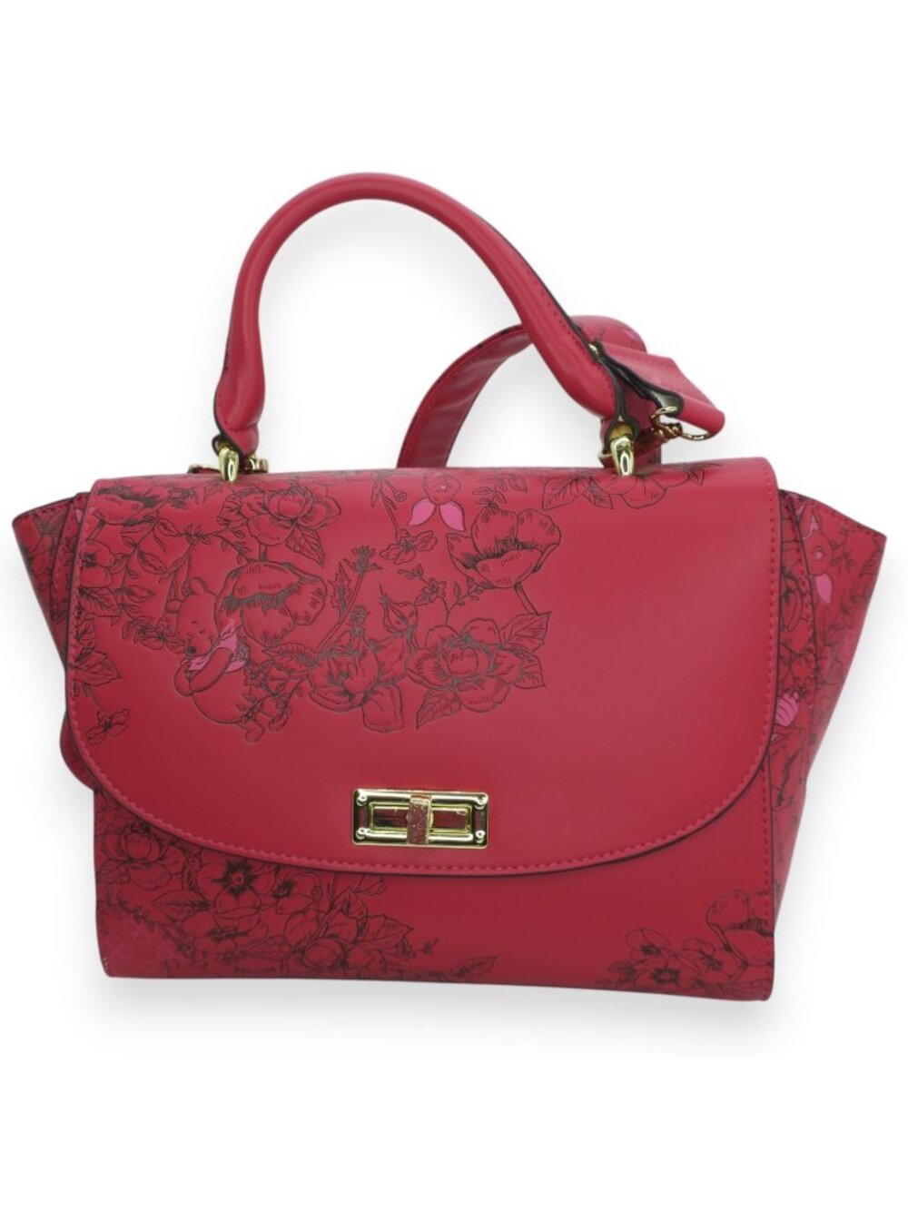 Loungefly Bag Winnie the Pooh Red Floral Crossbody Handbag Purse Faux Leather